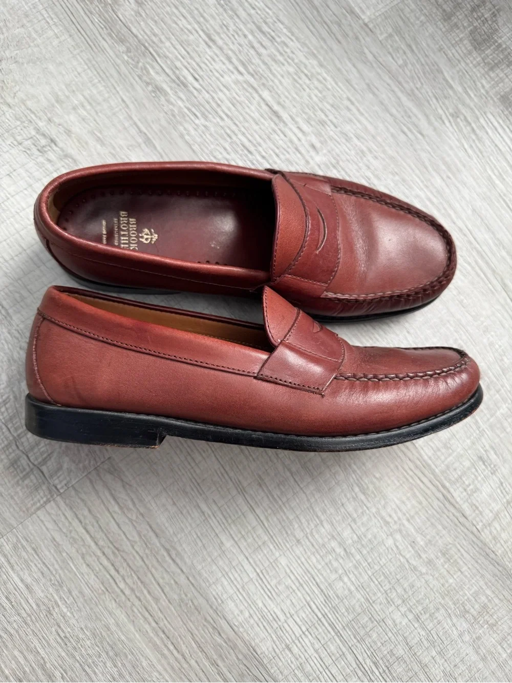 Brooks Brothers Men's Rust Brown Leather Penny Loafers